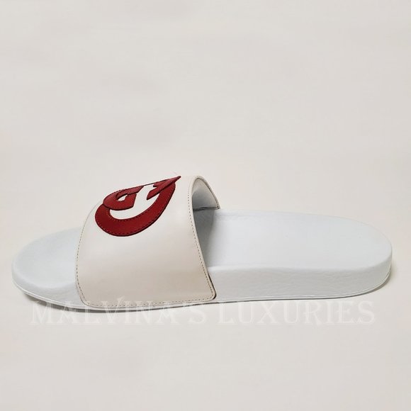 GUCCI SHOES WHITE LEATHER SLIDES INTERLOCKING G LOGO FLIP FLOPS sz IT 39 US 9 - Picture 11 of 16